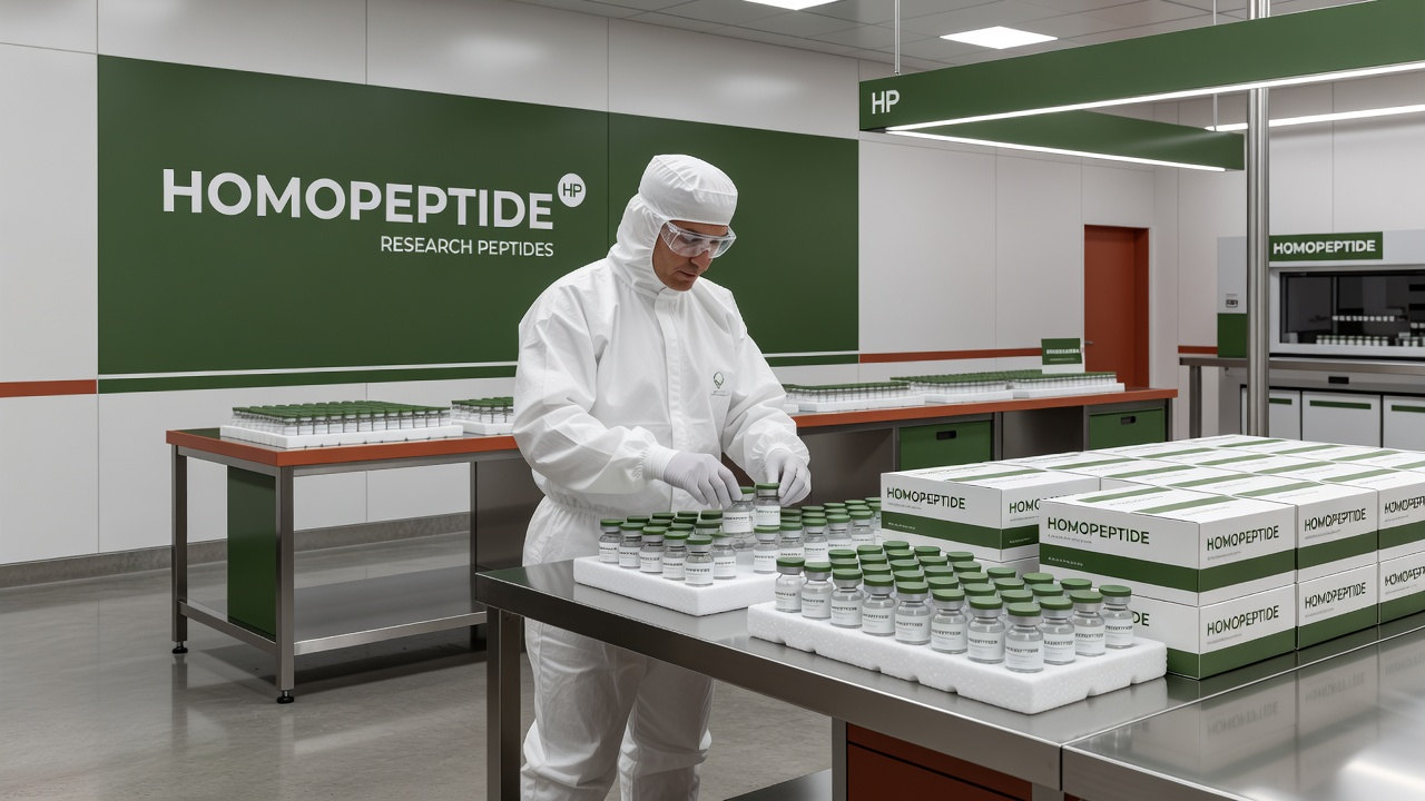 Homopeptide packaging line